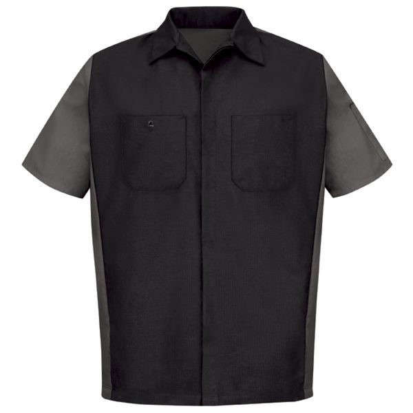 Workwear Outfitters Men's Short Sleeve Two-Tone Crew Shirt Black/Charcoal, Medium SY20BC-SS-M